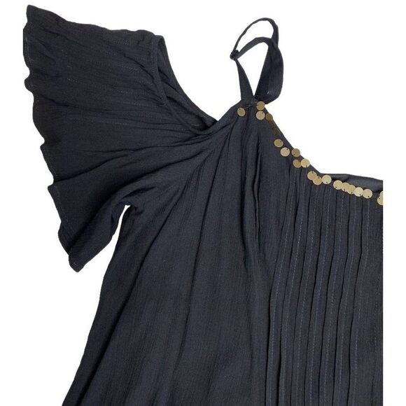 Torrid Black Cold Shoulder Gauzy Pleated A-Line Knee Length Dress‎ Sz 2 - Picture 6 of 9